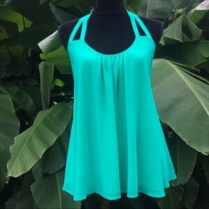 Naked Zebra Green Layered Sleeveless Cutout Top